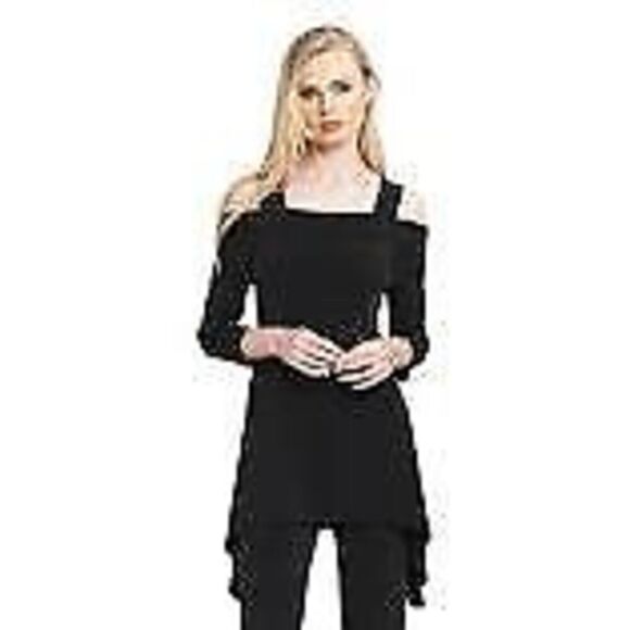 Clara Sun Woo Tops - Clara Sunwoo Black Signature Cold Shoulder Tunic Size Medium